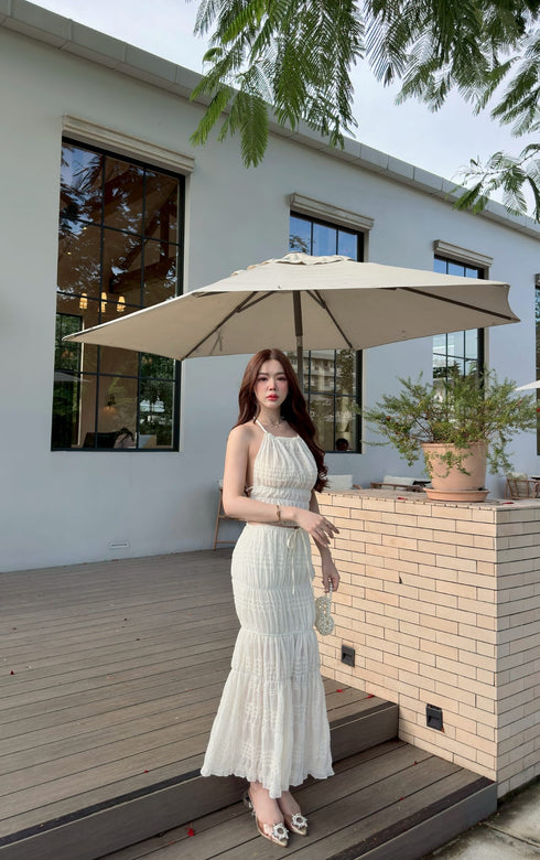 Two Piece Backless Strap Halter Neck Top with Skirt